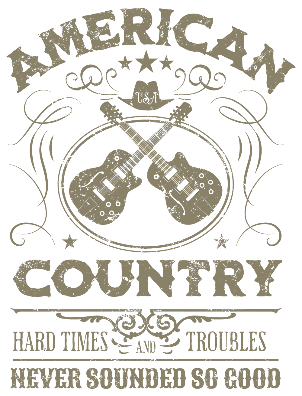 American Country “Hard Times and Troubles” Men’s T-shirt - Image 2