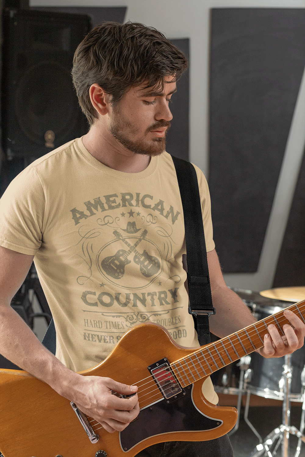 American Country “Hard Times and Troubles” Men’s T-shirt - Image 3