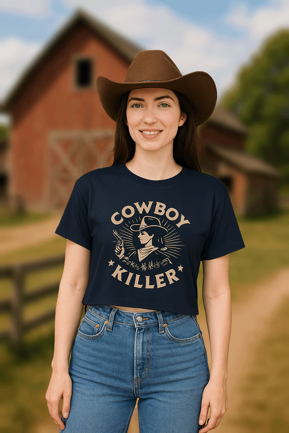 American Country "Cowboy Killer" Women's Crop Tee