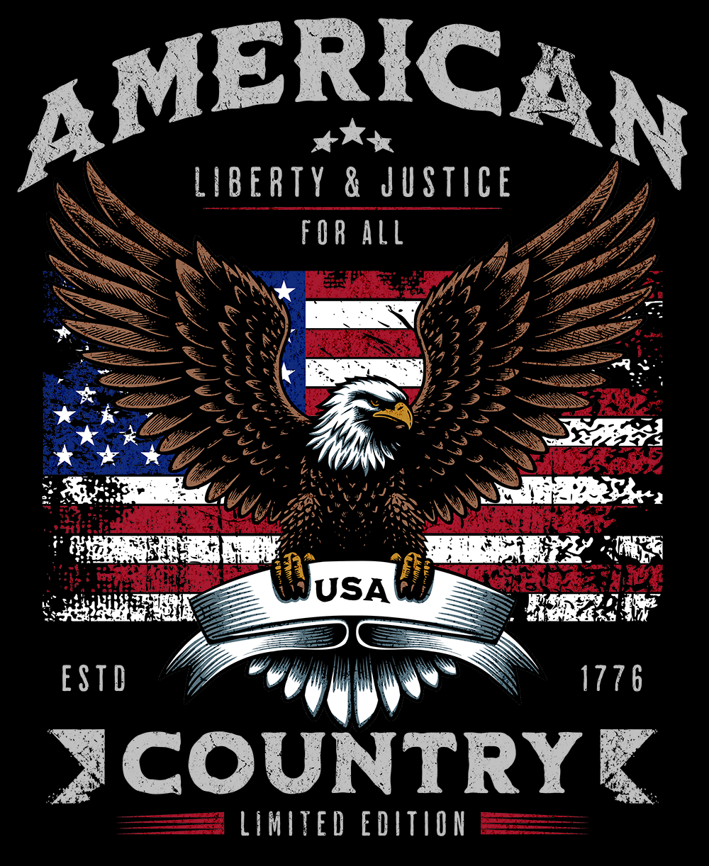 American Country "Liberty and Justice" Men's T-shirt - Image 2