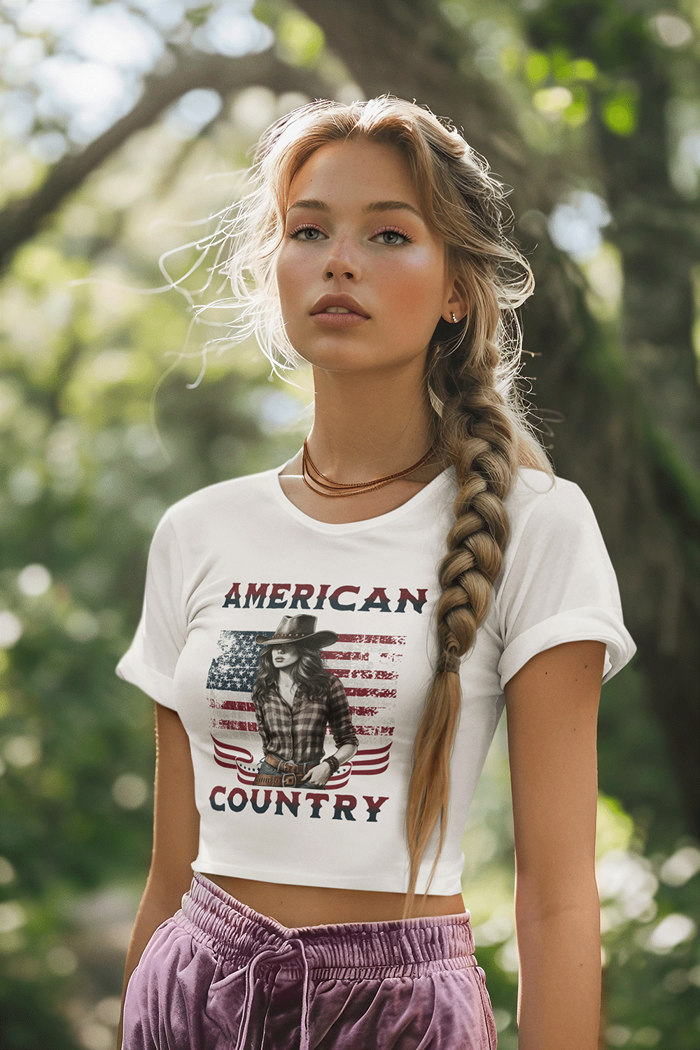 American Country's "American Cowgirl" Women's Crop Tee